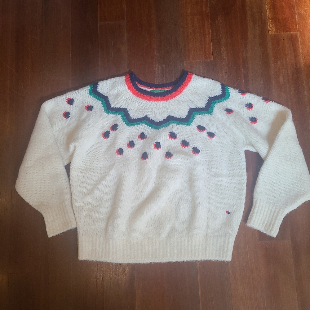 NWOT Clare V. Fair Isle Raglan Crew Neck Wool Alpaca Sweater Cream Size M